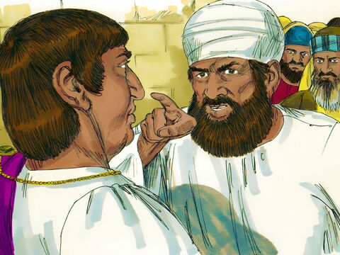 Pero ellos insistieron:<br/>–Él agita a las personas por todo Judea con sus enseñanzas. Empezó en Galilea y ha llegado hasta aquí. – Número de diapositiva 5