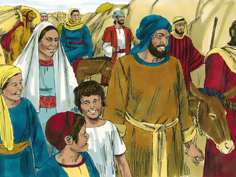 Al finalizar el festival, María y José se unieron a otras personas de Galilea para hacer el viaje de regreso. Pensaban que Jesús estaba con sus parientes y amigos de la multitud en el viaje de regreso. – Número de diapositiva 3