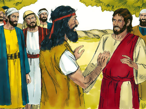 Jesús fue de Galilea hasta el Río Jordán para ser bautizado por Juan. Cuando Juan vio a Jesús, no quiso bautizarlo. <br/>–Esto no es adecuado –le dijo–. Soy yo el que necesita ser bautizado por ti. – Número de diapositiva 7