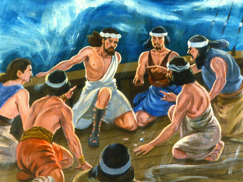 Y sucedió que se demostró que Jonás era el culpable. Los marineros exigieron saber quién era y qué había hecho para disgustar a Dios. – Número de diapositiva 21