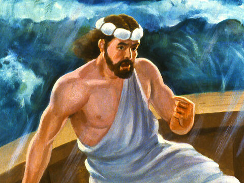 Jonás les confesó lo que había hecho y les rogó que lo tiraran por la borda antes de que se perdieran todos. – Número de diapositiva 22