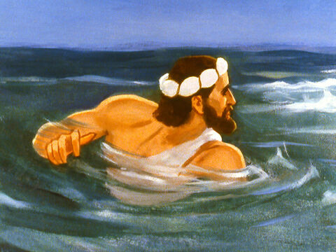 Mientras Jonás se hundía en el mar, Dios envió un gran pez que había preparado. – Número de diapositiva 24