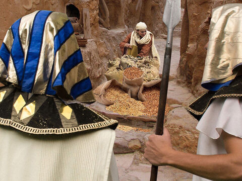 José abrió los graneros y vendía los granos a los egipcios. – Número de diapositiva 6