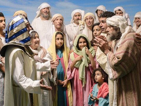 Finalmente, José se encontró con la procesión de carros que llevaban a su familia a Egipto. – Número de diapositiva 14