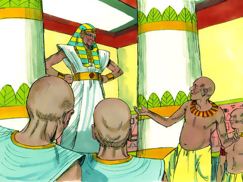 El Faraón estaba muy perturbado por los sueños, por lo que a la mañana siguiente, llamó a todos los magos y hombres sabios de Egipto. Cuando el Faraón les contó sus sueños, ninguno de ellos le pudo decir qué significaban. – Número de diapositiva 2
