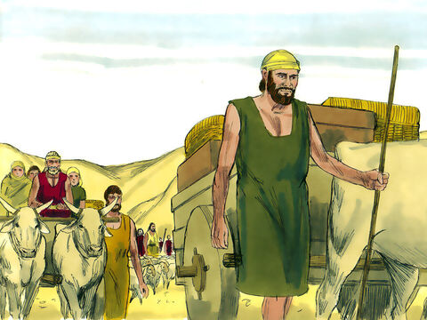 Jacob y toda su familia partieron hacia Egipto. En el camino, Dios le dijo:<br/>–No tengas miedo de bajar a Egipto, porque allí haré que tu familia se convierta en una gran nación. – Número de diapositiva 20