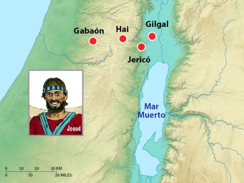 Josué y los israelitas habían capturado Jericó y Hai. Los gabaonitas de las cercanías habían engañado a Josué para que creyera que ellos eran de una tierra distante e hiciera un acuerdo con ellos. Ahora eran recolectores de madera y portadores de agua para los israelitas. – Número de diapositiva 1