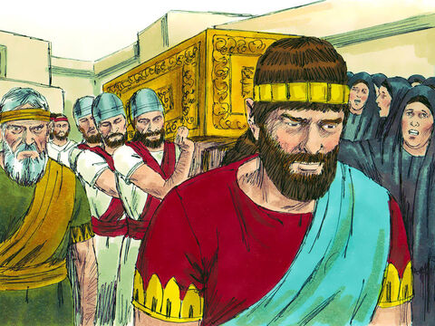 Todo el país se apenó por la muerte del Rey Josías. Todos estaban muy entristecidos. – Número de diapositiva 29