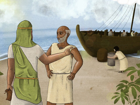 Así que se dirigió a la costa y pagó para emprender un largo viaje por mar en dirección opuesta a Nínive. – Número de diapositiva 2