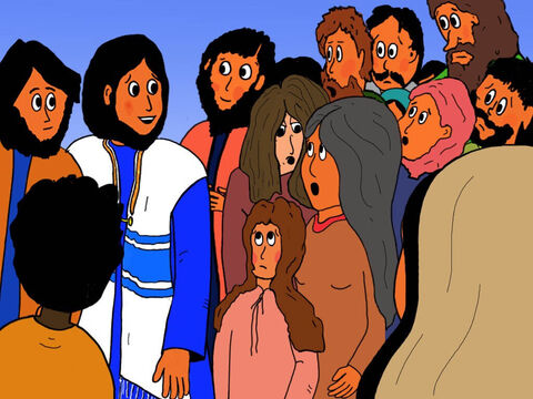 Pero entonces Jesús se detuvo y la multitud también. "¿Quién me ha tocado?", preguntó Jesús. – Número de diapositiva 12