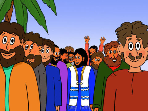 Llegó la noticia de que Jesús se dirigía a la ciudad con Sus 12 discípulos. – Número de diapositiva 2