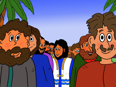 Mientras Jesús caminaba por la tierra, eligió a 12 hombres para que le siguieran como sus discípulos. Algunos de estos discípulos eran conocidos como Pedro, Santiago, Juan, Felipe y Judas, entre otros. – Número de diapositiva 1