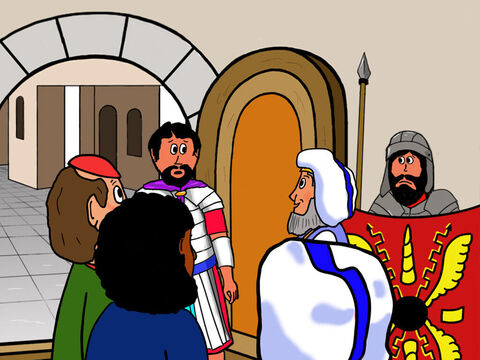 Rápidamente, corrieron a Pilato y le preguntaron si los soldados podían custodiar la tumba. Pilato decidió que algunos de sus soldados la custodiaran. – Número de diapositiva 2