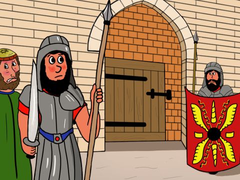 En aquel tiempo había siete puertas de entrada a Damasco y todas estaban vigiladas día y noche. ¿Cómo pudo Pablo escapar sin que lo mataran? (2 Corintios 11:32-33). – Número de diapositiva 25