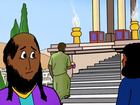 Alrededor del año 54 d. C., Pablo llegó a Éfeso. Contempló el gran teatro al aire libre y el gran Templo de Diana. Quería hablarles a los efesios sobre el único Dios verdadero que creó el cielo y la tierra, y enseñarles acerca de su Hijo, Jesucristo. – Número de diapositiva 7