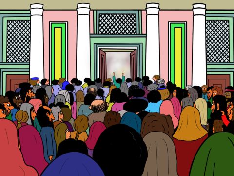 Cada vez más personas acudían a escuchar a Pablo enseñar la Palabra de Dios. La congregación creció y muchos se bautizaron en el nombre de Jesús. – Número de diapositiva 12