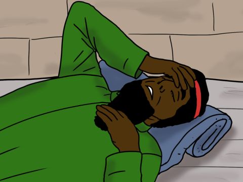 Pero un día, mientras Epafrodito se alojaba con Pablo, enfermó gravemente y pensó que moriría. Pero Dios escuchó las oraciones de Pablo y Epafrodito y lo sanó por completo. – Número de diapositiva 20