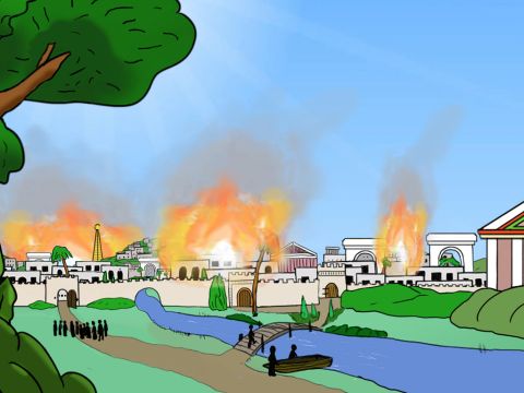 Alrededor del año 65 d.C. hubo un gran incendio en Roma cuando muchas casas se quemaron. – Número de diapositiva 27