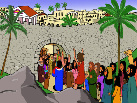 Bartimeo se alegró mucho de poder ver y siguió a Jesús a la ciudad alabando a Dios por lo que había hecho. – Número de diapositiva 12