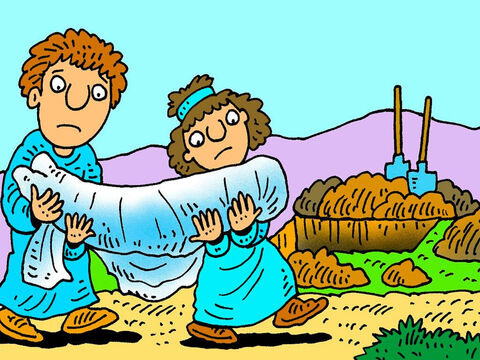 Entonces Safira también cayó y murió y la sepultaron junto a su marido. Todos los que supieron lo de Ananías y Safira recordaban no decir mentiras. – Número de diapositiva 8