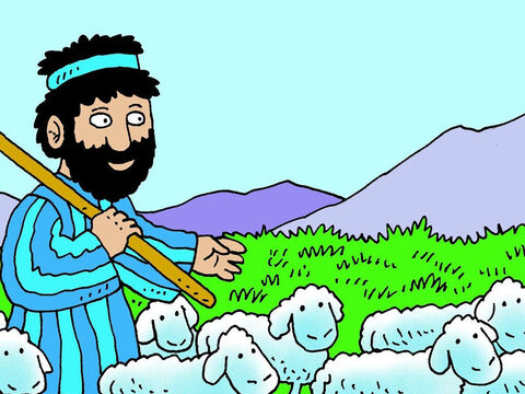 Moisés condujo el rebaño por el desierto hasta llegar al monte Horeb, donde había mucha y buena hierba para que las ovejas comieran. – Número de diapositiva 3