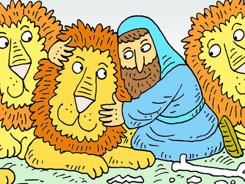 El rey vio que Daniel estaba a salvo. El ángel de Dios había cerrado la boca de los leones. Entonces, el rey promulgó un nuevo mandato. Todas las personas debían amar a Dios y orar solo a Él. – Número de diapositiva 8