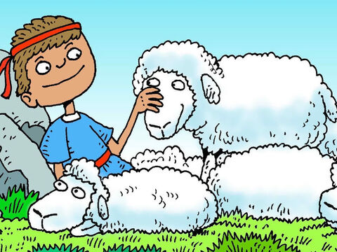 David era un buen pastor. Cuidaba de todas las ovejas. David oraba y le pedías que las mantuviera a salvo. – Número de diapositiva 2