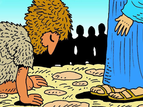 Juan le dijo a Jesús: "No me pidas que te bautice. No soy lo suficientemente bueno ni siquiera para desatar tus sandalias". <br />Jesús le dijo: "Es necesario que lo haga". – Número de diapositiva 7