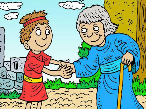 A Timoteo le gustaba visitar a su abuela, Loida. Su abuela era amable y bondadosa. Amaba a Dios y oraba para que Timoteo creciera amando a Dios también. – Número de diapositiva 1