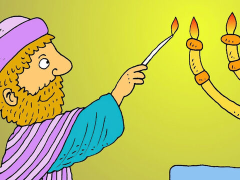 Zacarías era un buen hombre. Le gustaba orar mientras ayudaba en el templo de Jerusalén, pero estaba triste porque no tenía hijos. – Número de diapositiva 2