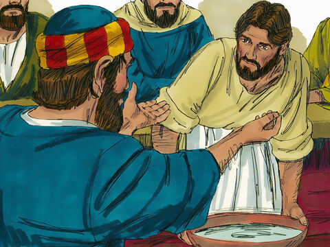 –Si no lo hago, no podrás estar junto a mí –respondió Jesús.<br/>–¡Entonces lávame las manos y la cabeza también, no solo los pies! – Número de diapositiva 7