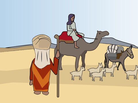 Génesis 12:<br/>Dios llama a Abram para que deje Ur y vaya a Canaán; él obedece. Cuando debe enfrentar una hambruna, va a Egipto pero regresa. – Número de diapositiva 3