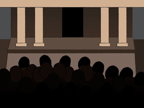 La multitud afuera estaba esperando a Zacarías y se preguntaba por qué se demoraba tanto en el templo. – Número de diapositiva 11