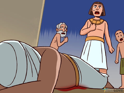 Moisés miró a su alrededor para ver si alguien estaba mirando, luego mató al egipcio y escondió su cuerpo en la arena. – Número de diapositiva 5