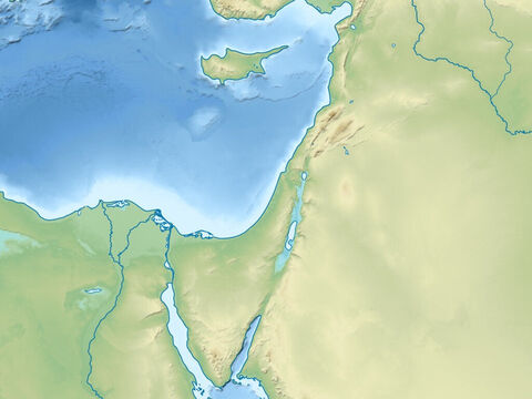 Mapa de la península arábiga, la península del Sinaí, el desierto sirio y la región superior del río Éufrates. La isla es Chipre. Mar Mediterráneo (arriba a la derecha), mar Rojo (abajo en el centro). – Número de diapositiva 3
