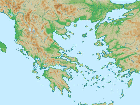 Mar Egeo con Asia Menor (Turquía) a la izquierda y Grecia a la derecha. Región del segundo y tercer viaje misionero de Pablo. – Número de diapositiva 5