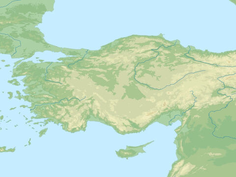 Mar Negro (arriba a la derecha), mar Mediterráneo (abajo a la izquierda), Asia menor (actual Turquía), montes Tauro, desierto sirio (derecha). Región visitada por Pablo en todos sus viajes misioneros. – Número de diapositiva 7