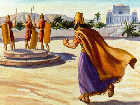 … Y corrió al lugar donde estaban los leones y ordenó que le quitaran la piedra. – Número de diapositiva 35
