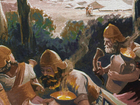 Mientras los madianitas cambiaban de guardia, Gedeón y sus hombres llevaron a cabo la primera parte de su plan. – Número de diapositiva 22