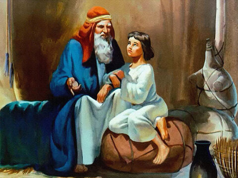 A José le encantaba escuchar acerca de Dios. Se sentaba durante horas a las rodillas de su padre aprendiendo cómo Dios había llamado a su bisabuelo, Abraham, para servirle; y había elegido a su familia para un propósito muy especial. – Número de diapositiva 3