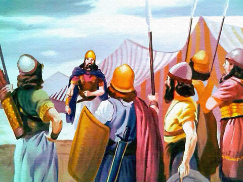 ... pero al escuchar las órdenes de Josué, los hombres de Israel se dieron cuenta de que la obediencia probaría no solo su lealtad a su líder, sino también su fe en el Señor. – Número de diapositiva 14