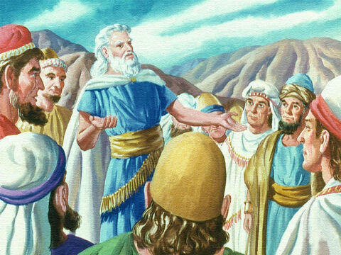 Cuando Moisés regresó y les dijo a los israelitas lo que Dios había dicho, el pueblo prometió que todo lo que el Señor había dicho lo harían. – Número de diapositiva 10
