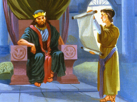 Eliseo se había enterado de la visita de Naamán al rey. El mensaje era una solicitud de que Naamán fuera enviado a Eliseo para que los sirios supieran que había un Dios vivo y verdadero. – Número de diapositiva 32