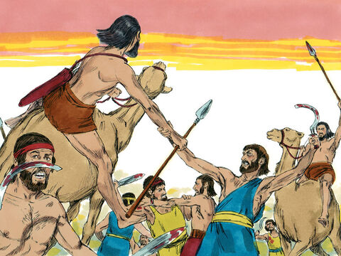 Mientras Moisés mantenía los brazos en alto, Josué y sus hombres ganaban la batalla. – Número de diapositiva 6