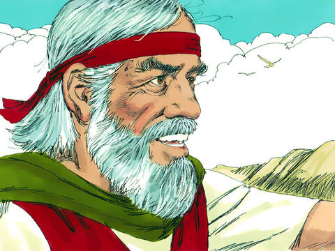 Moisés se dirigió a las personas: <br/>–Tengo 120 años y ya no puedo liderarlos. Dios me ha dicho que yo no cruzaré el Río Jordán ni entraré en la Tierra Prometida. – Número de diapositiva 1