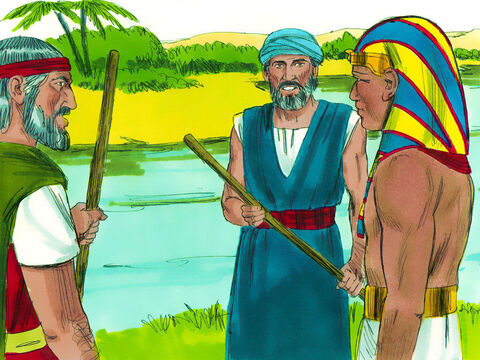 Muy temprano por la mañana, cuando el Faraón bajó al río, Moisés y Aarón le dijeron qué pensaba hacer Dios a continuación. Enjambres de moscas zumbarían alrededor de los egipcios, pero no sobre los esclavos hebreos que vivía en Gosén. – Número de diapositiva 12