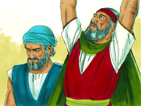 Moisés salió de la ciudad y extendió sus manos hacia Dios. Los truenos y el granizo se detuvieron. – Número de diapositiva 27