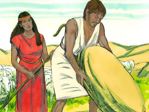 Pero Moisés se levantó, fue a su rescate y les dio agua a sus rebaños. – Número de diapositiva 10