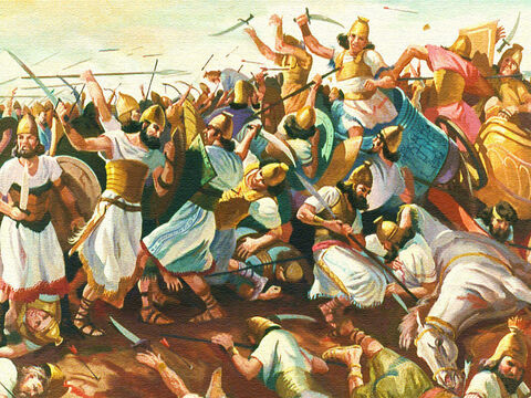Se libró una batalla terrible y Dios le dio a Israel una tremenda victoria. – Número de diapositiva 18