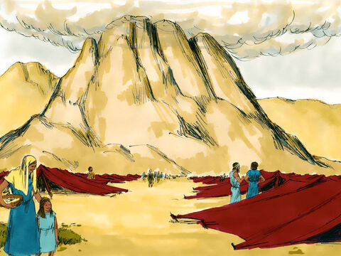 Éxodo 19: Tres meses después de cruzar el Mar Rojo los israelitas acamparon en el desierto, al pie del Monte Sinaí. – Número de diapositiva 1